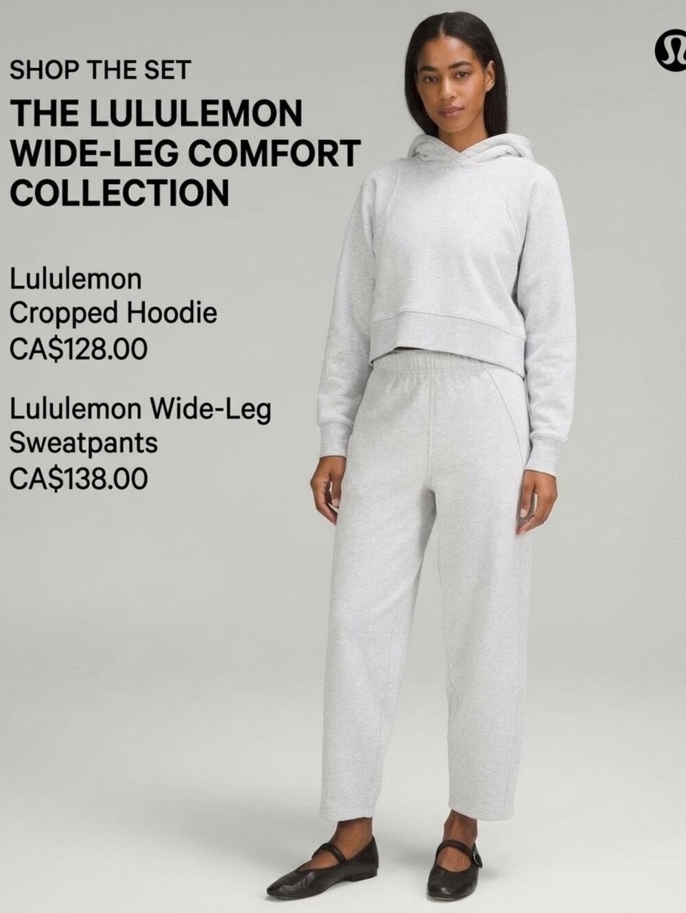 Set Lululemon Cropped Hoodie & Barrel-Leg Pant Xs